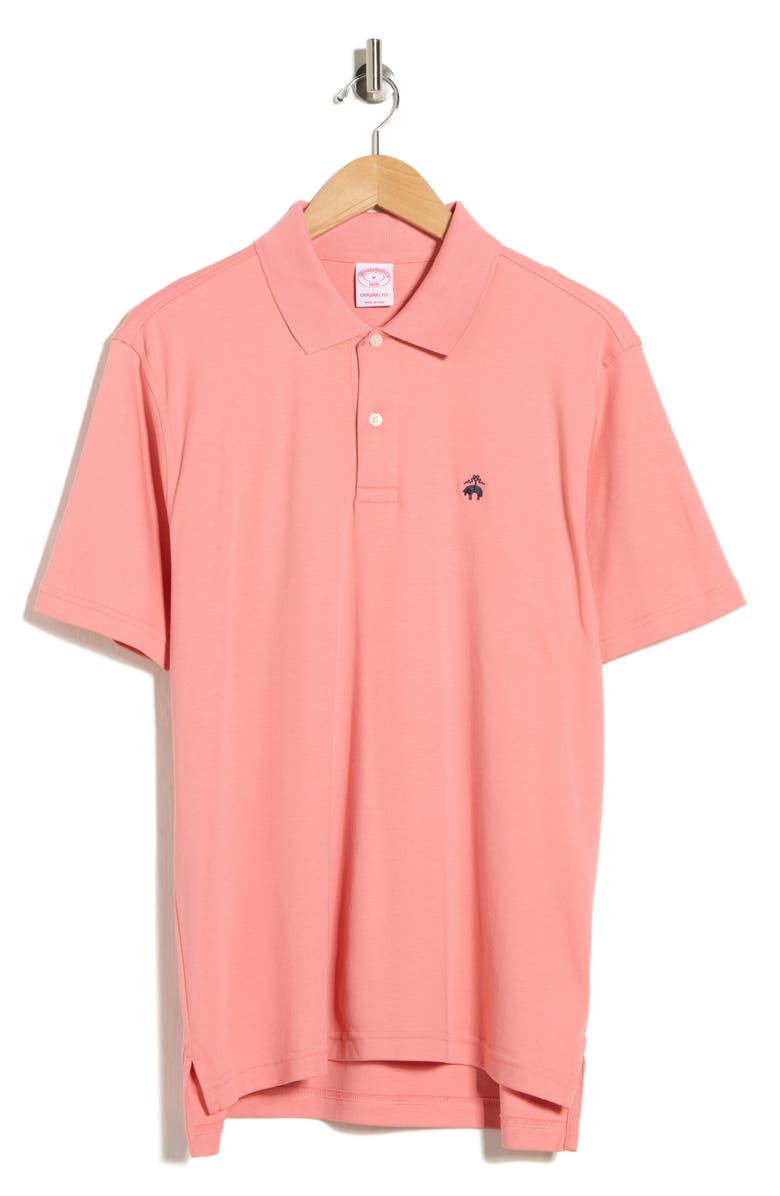 Brooks Brothers Pima Cotton Interlock Knit Polo, Main, color, Peach Blossom