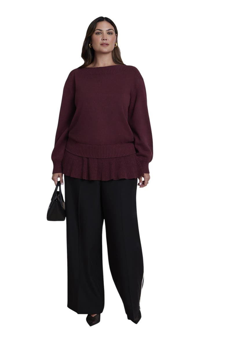 Ruffed Hem Sweater (plus), Alternate, color, TAWNY PORT