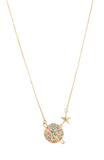 Eye Candy Los Angeles Saturn Pendant Necklace In Gold