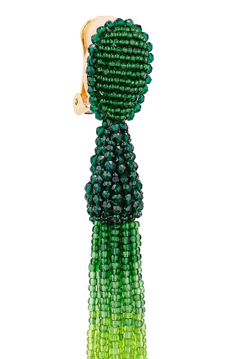 Oscar de la Renta Dégradé Beaded Tassel Clip-On Earrings, Alternate, color,