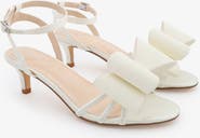Kailee P Sylvia Satin Strappy Kitten Heel Sandals with Front Tuxie Bow