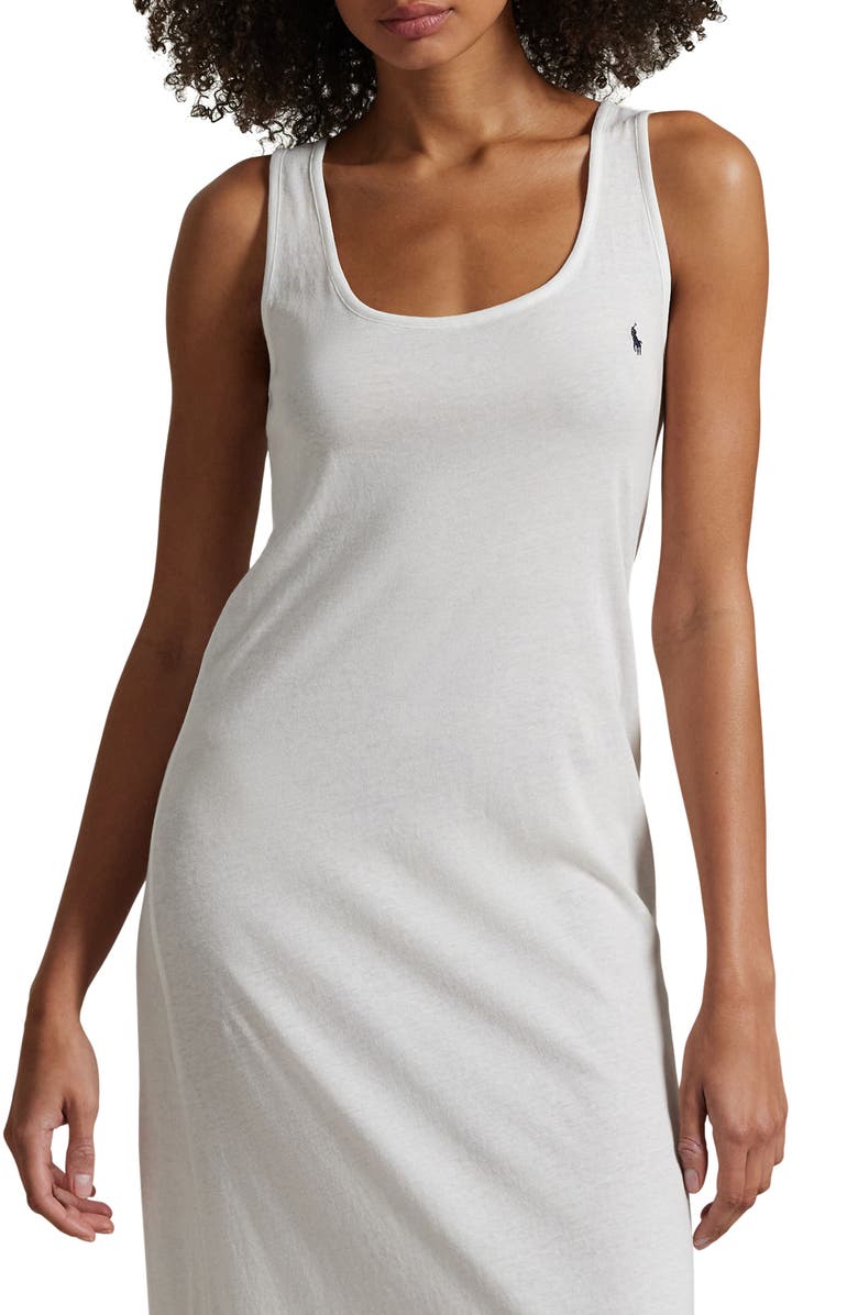 Polo Ralph Lauren Scoop Neck Sleeveless Cotton Nightgown, Alternate, color, White Cloud