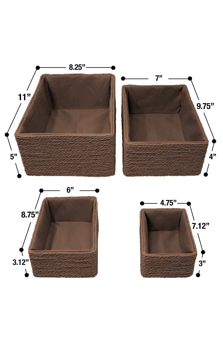 SORBUS Set of 4 Woven Rope Baskets, Alternate, color, Chocolate