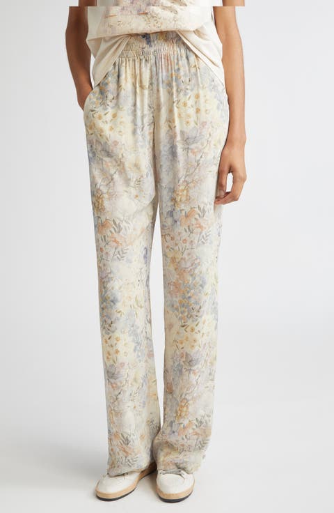 パンツ GOLDEN GOOSE Woman Pants Military GWP02022P00165335899 Women's light beige joggers with white logo