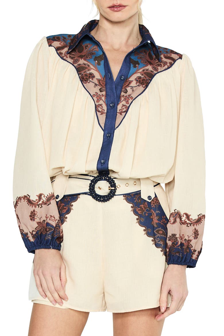 Sayla Print Button-Front Shirt, Main, color, CREAM MULTI