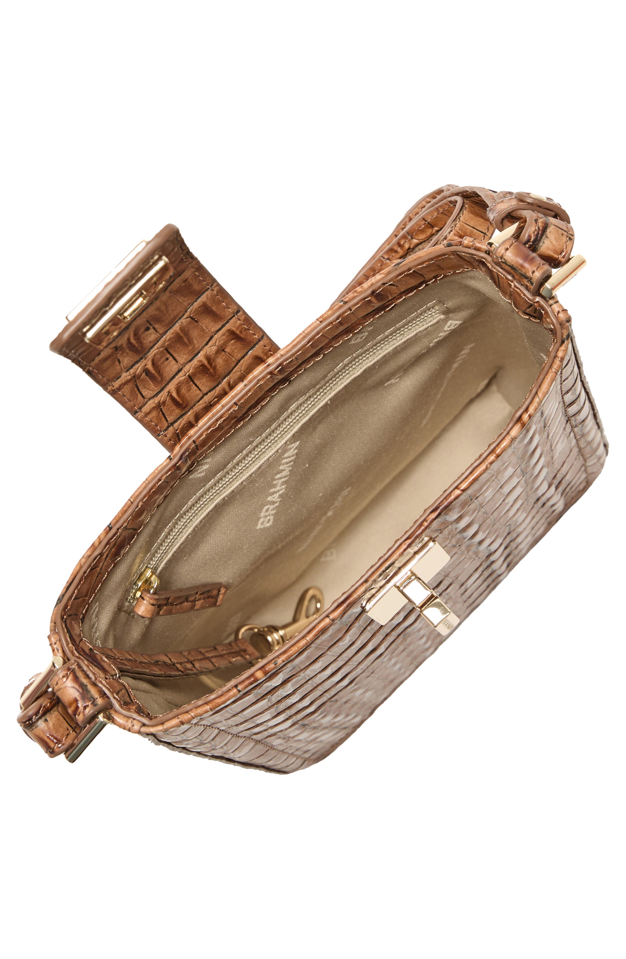 Brahmin Marley Croc Embossed Leather Crossbody Bag, Alternate, color, 