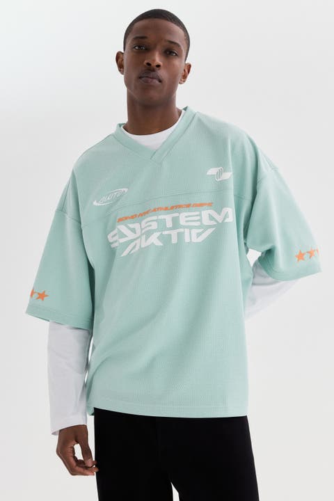 Oversized Fit Printed Mesh T-shirt