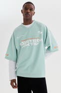 H&M Oversized Fit Printed Mesh T-shirt