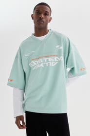 H&M Oversized Fit Printed Mesh T-shirt