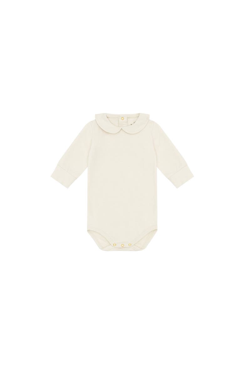 LS Organic Cotton Collared Bodysuit, Alternate, color, Ecru-No Dye