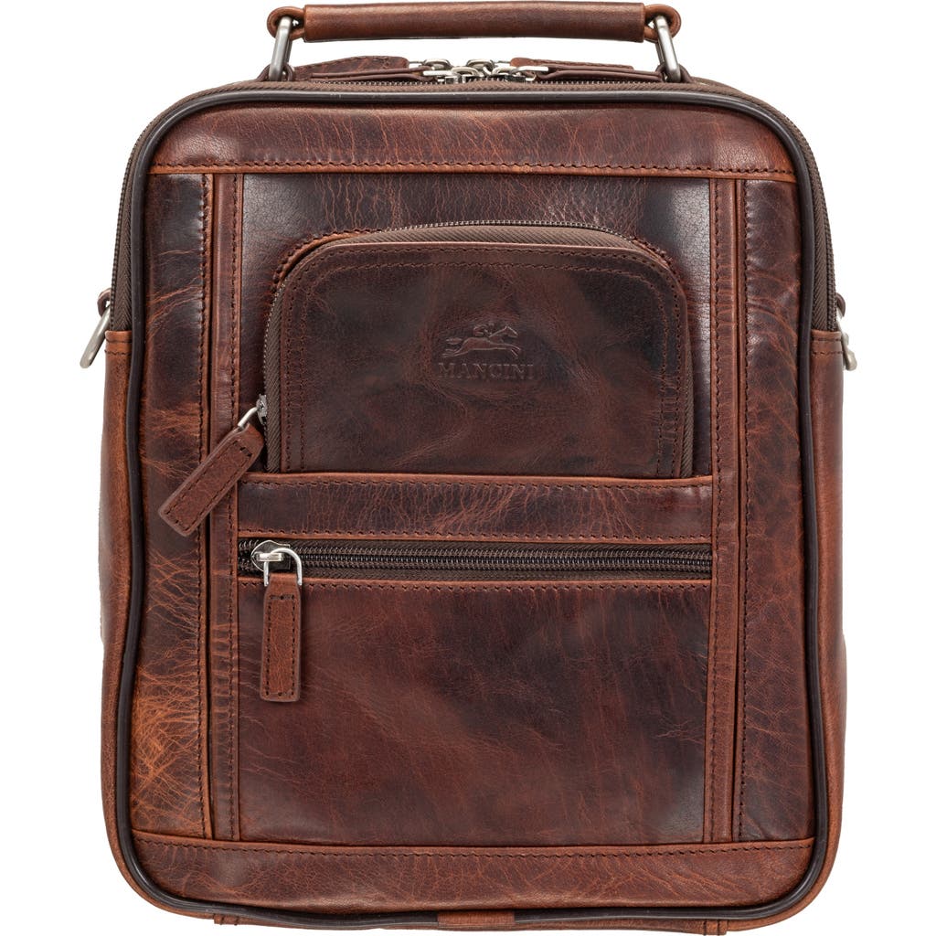 Mancini Buffalo Double Compartment Bag In Brown