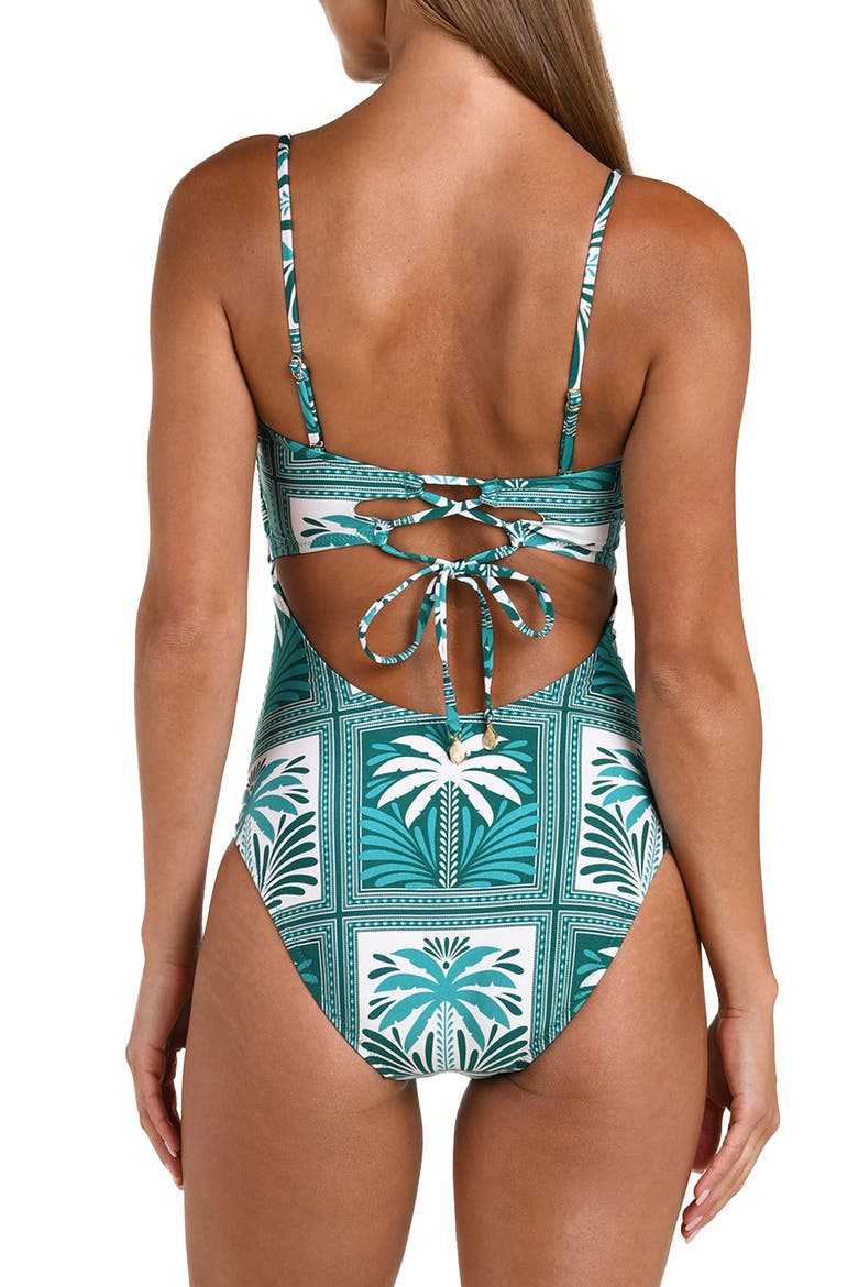 Patchwork Palms One-Piece Swimsuit, Alternate, color, TURQUOISE