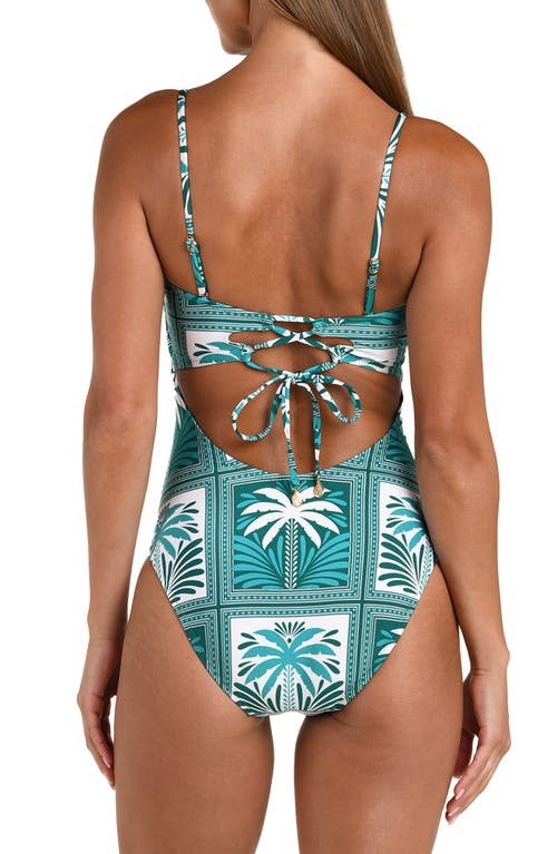 Sunshine 79 Patchwork Palms One-piece Swimsuit In Blue