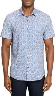 W.R.K Slim Fit Antique Floral Short Sleeve Performance Button-Up Shirt