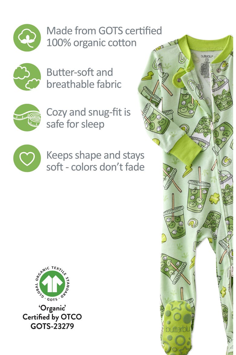 Cruz One-Piece Fitted Organic Cotton Footie Pajamas, Alternate, color, TOAD-ALLY LUCKY