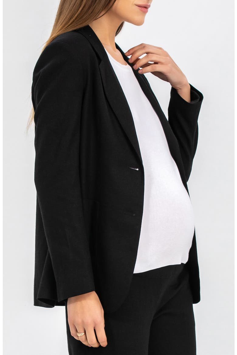Eliana Two-Button Maternity Blazer, Alternate, color, BLACK