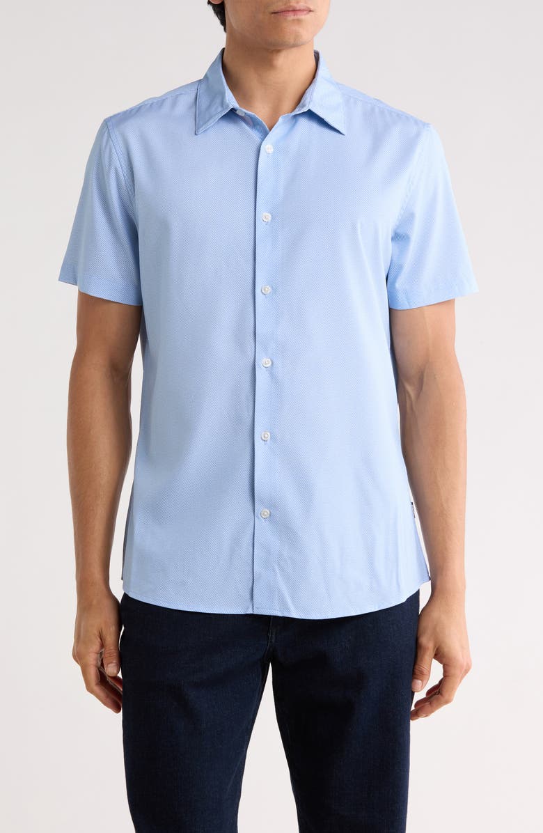 DKNY SPORTSWEAR Olin Short Sleeve Button-Up Shirt, Main, color, Blue