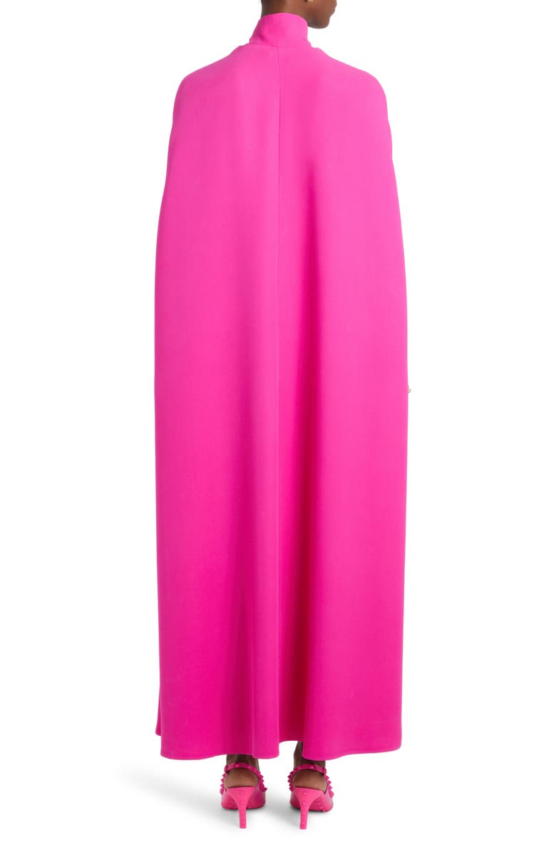 Valentino Garavani Tie Neck Silk Cape Dress, Alternate, color, 