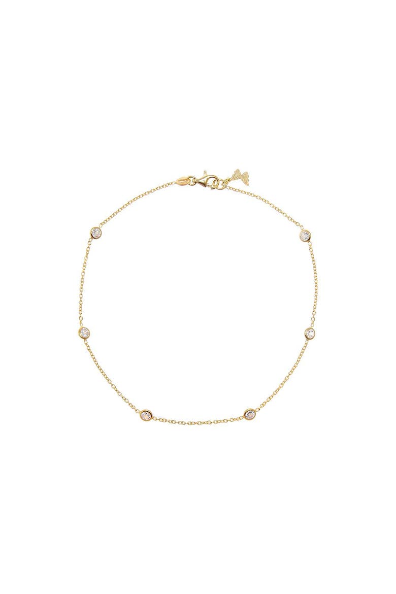 CZ Station Anklet, Main, color, Gold