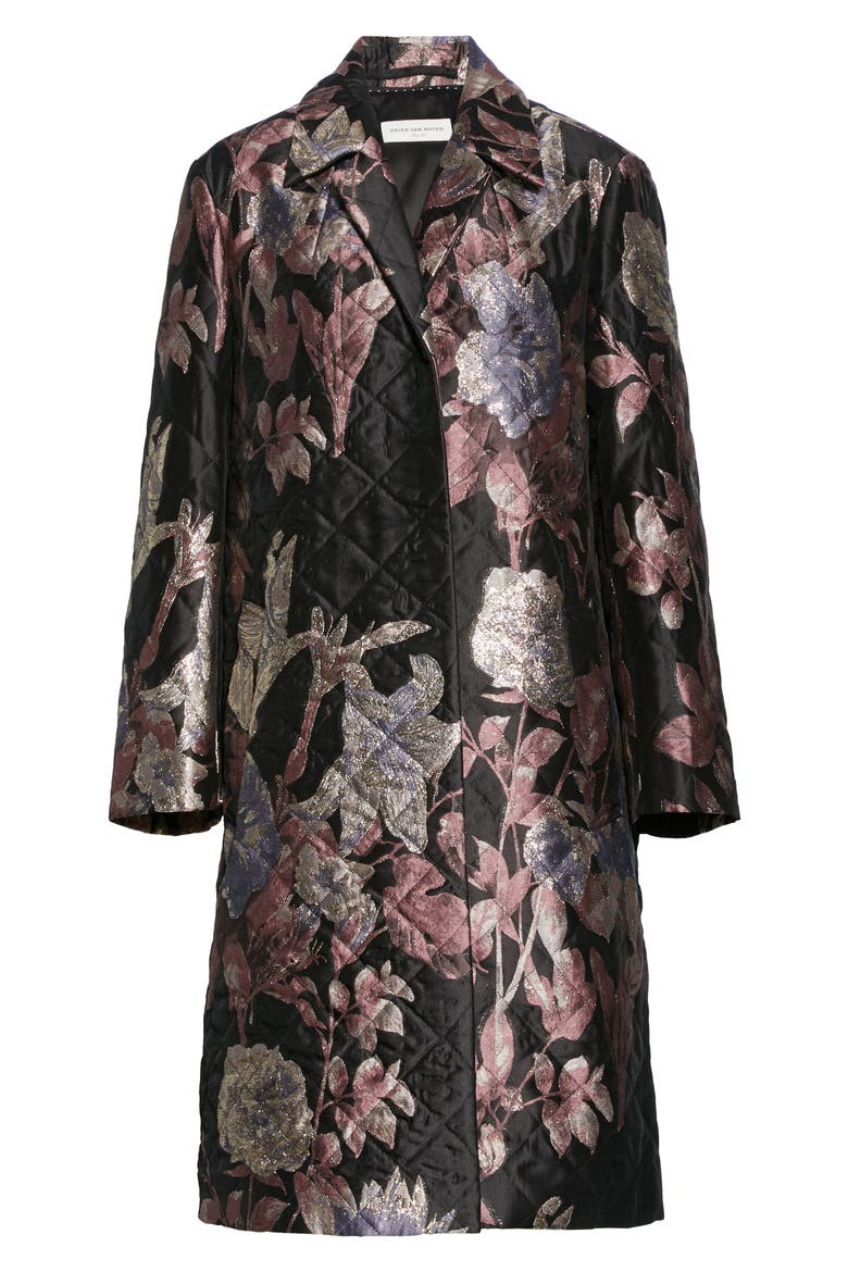 Rolta Quilted Three-Quarter Coat, Alternate, color, BLACK 900