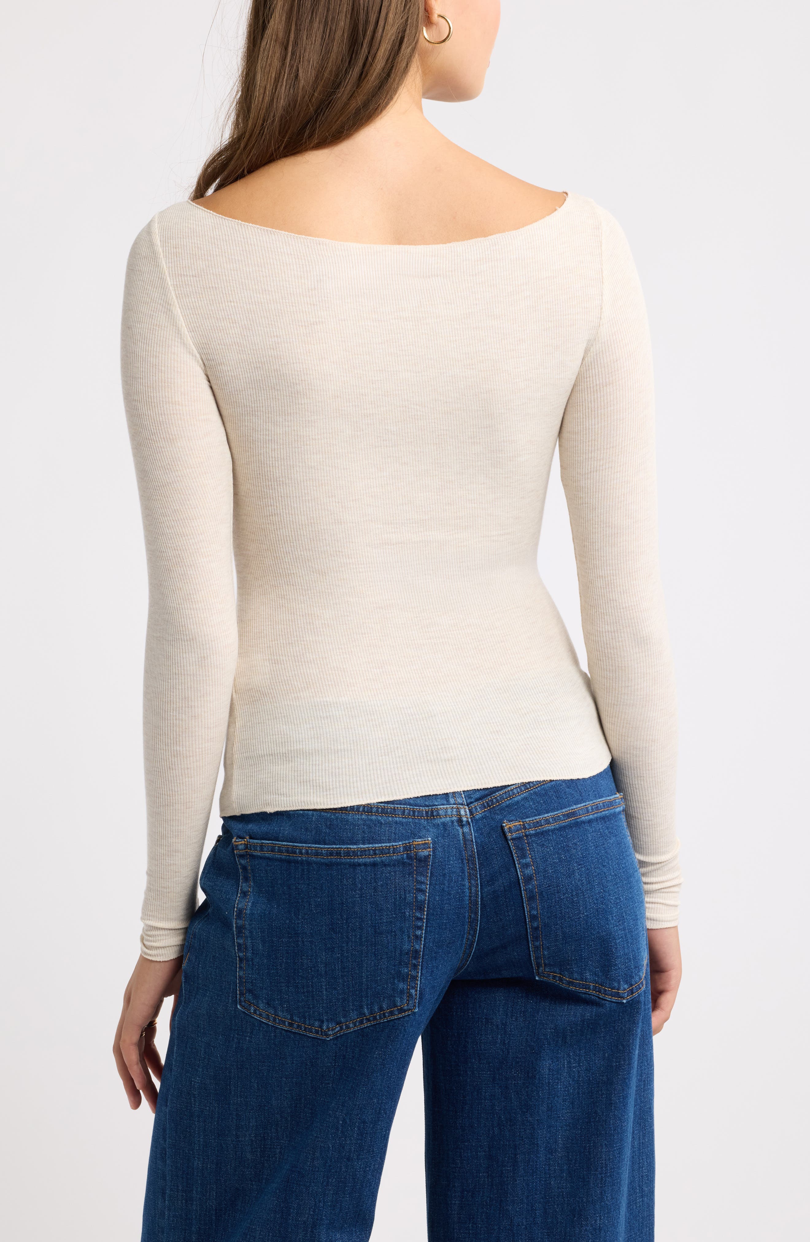 BP. Boat Neck Long Sleeve Rib Top (Women) | Nordstrom