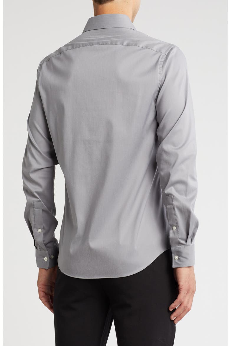 Air Soft Slim Fit Solid Stretch Dress Shirt, Alternate, color, GREY MIST