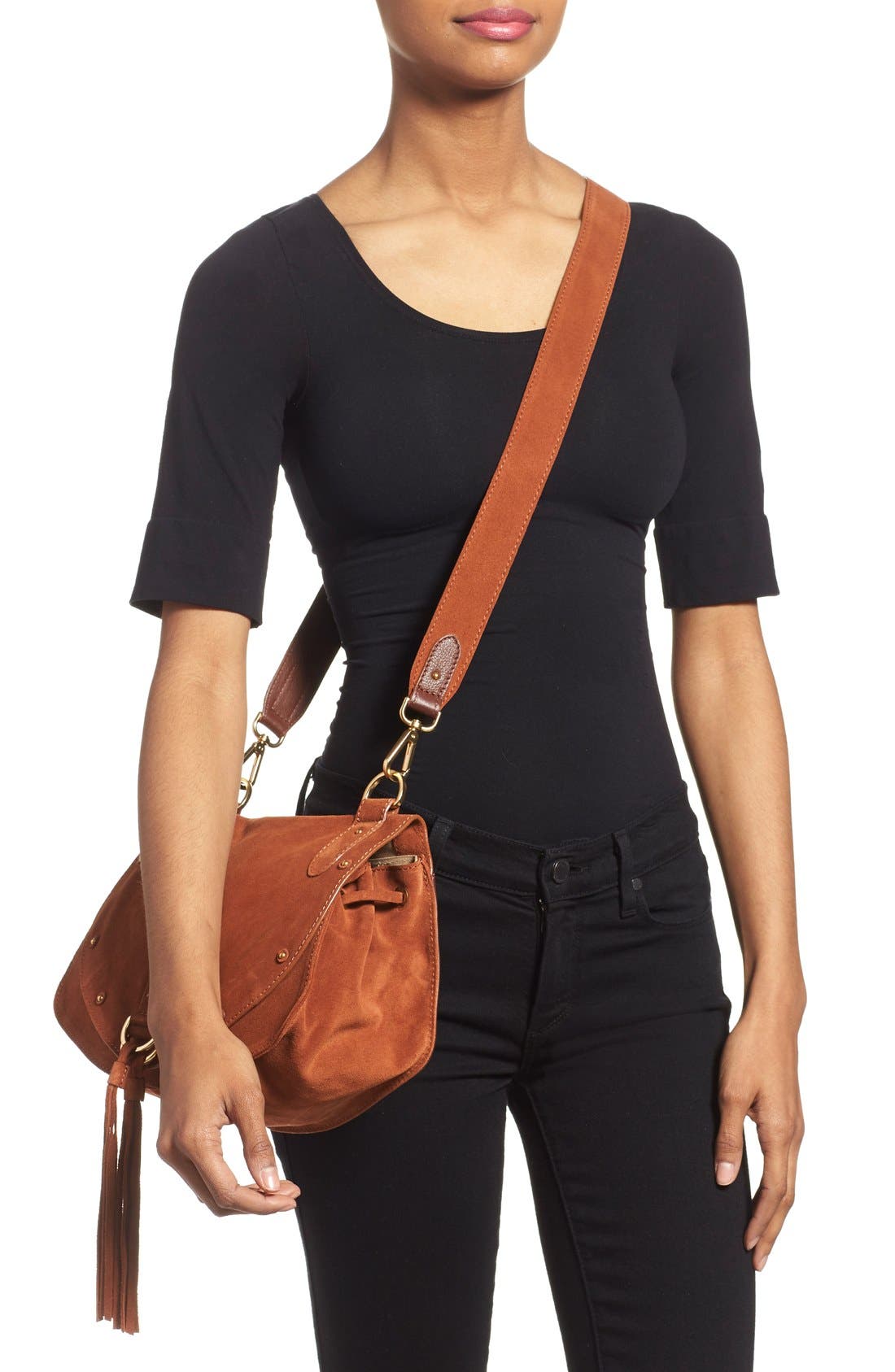See by Chloé 'Medium Collins' Leather & Suede Messenger Bag, Alternate, color, 