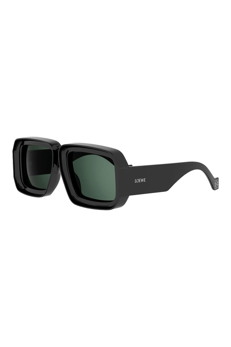 x Paula's Ibiza Dive In Mask 56mm Square Sunglasses, Alternate, color, SHINY BLACK / GREEN