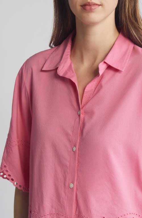 BEACHLUNCHLOUNGE BEACHLUNCHLOUNGE CLO EYELET BORDER BUTTON-UP SHIRT