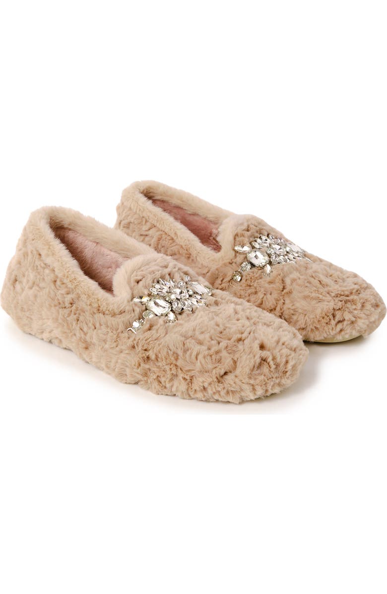 Free People Slumber Party Faux Fur Loafer Slipper, Alternate, color, Parchment