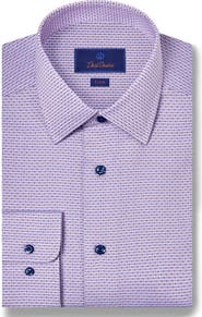 David Donahue Trim Fit Micro Dobby Cotton Dress Shirt