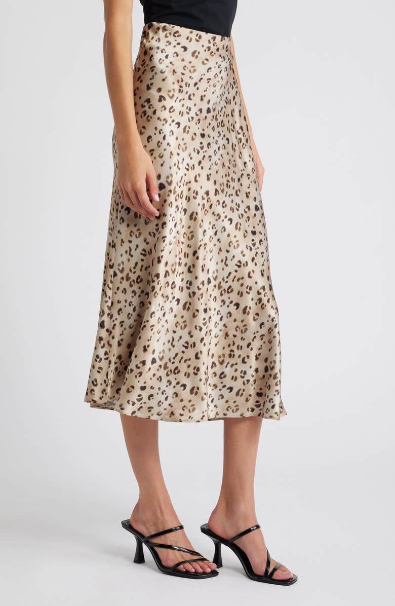 Rails Anya Leopard Print Satin Midi Skirt, Alternate, color, 