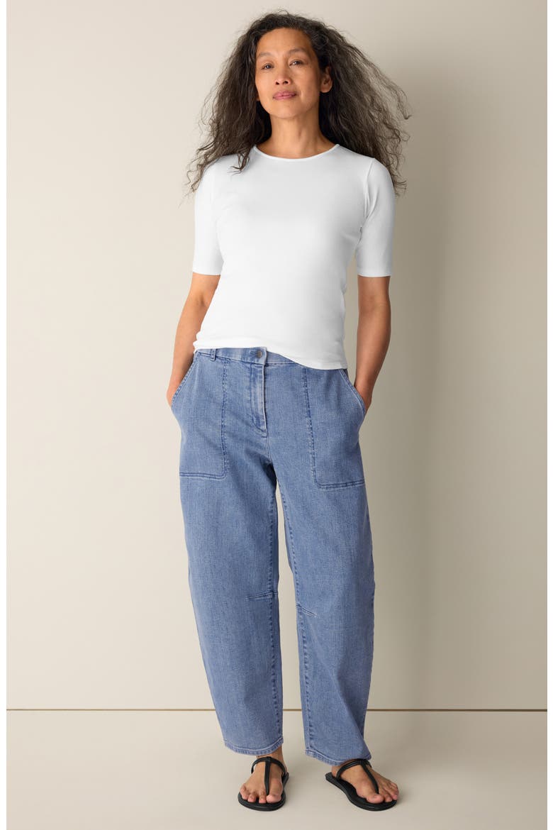 Organic Cotton Crewneck Elbow Sleeve Top, Alternate, color, WHITE