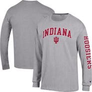 Champion Men's Champion Heather Gray Indiana Hoosiers Arch Over Logo 2-Hit Long Sleeve T-Shirt