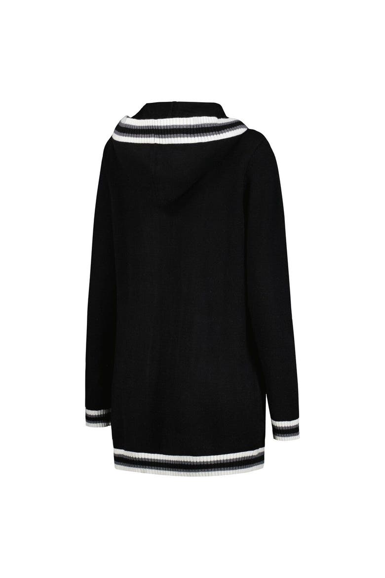 Women's Gameday Couture Black Iowa Hawkeyes One More Round Tri-Blend Striped Hooded Cardigan Sweater, Alternate, color, Black