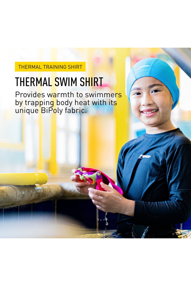 Thermal Swim Shirt Heat Retaining BiPoly Fabric UPF 50 and Up UV Protection Chlorine Resistant Toddler, Alternate, color, Black