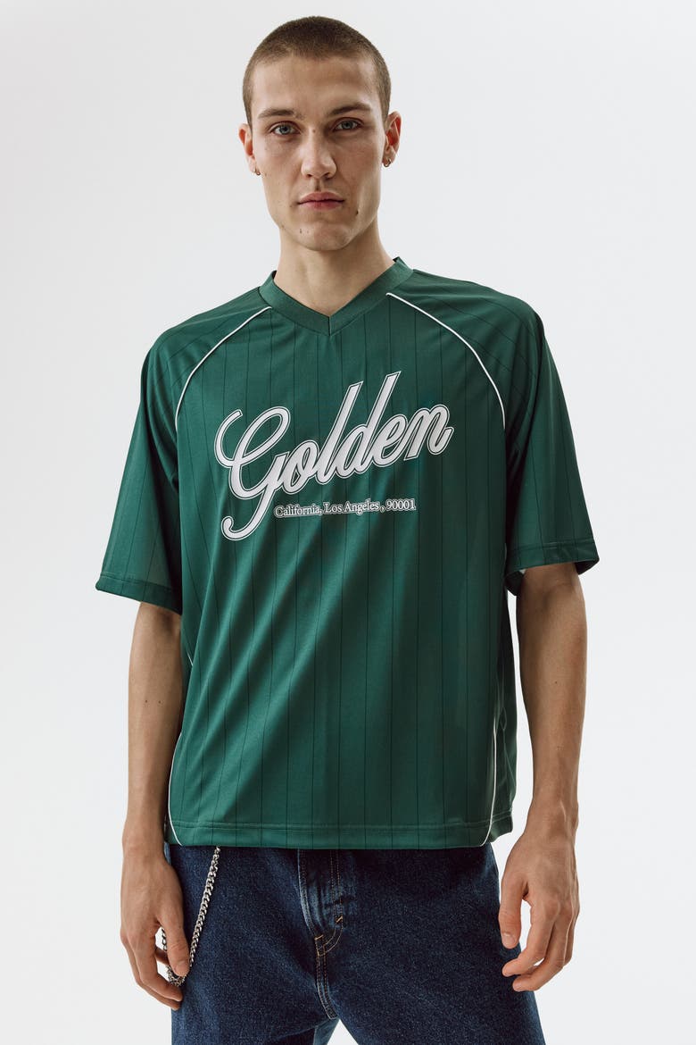 Loose Fit Printed T-shirt, Alternate, color, Dark green/Golden