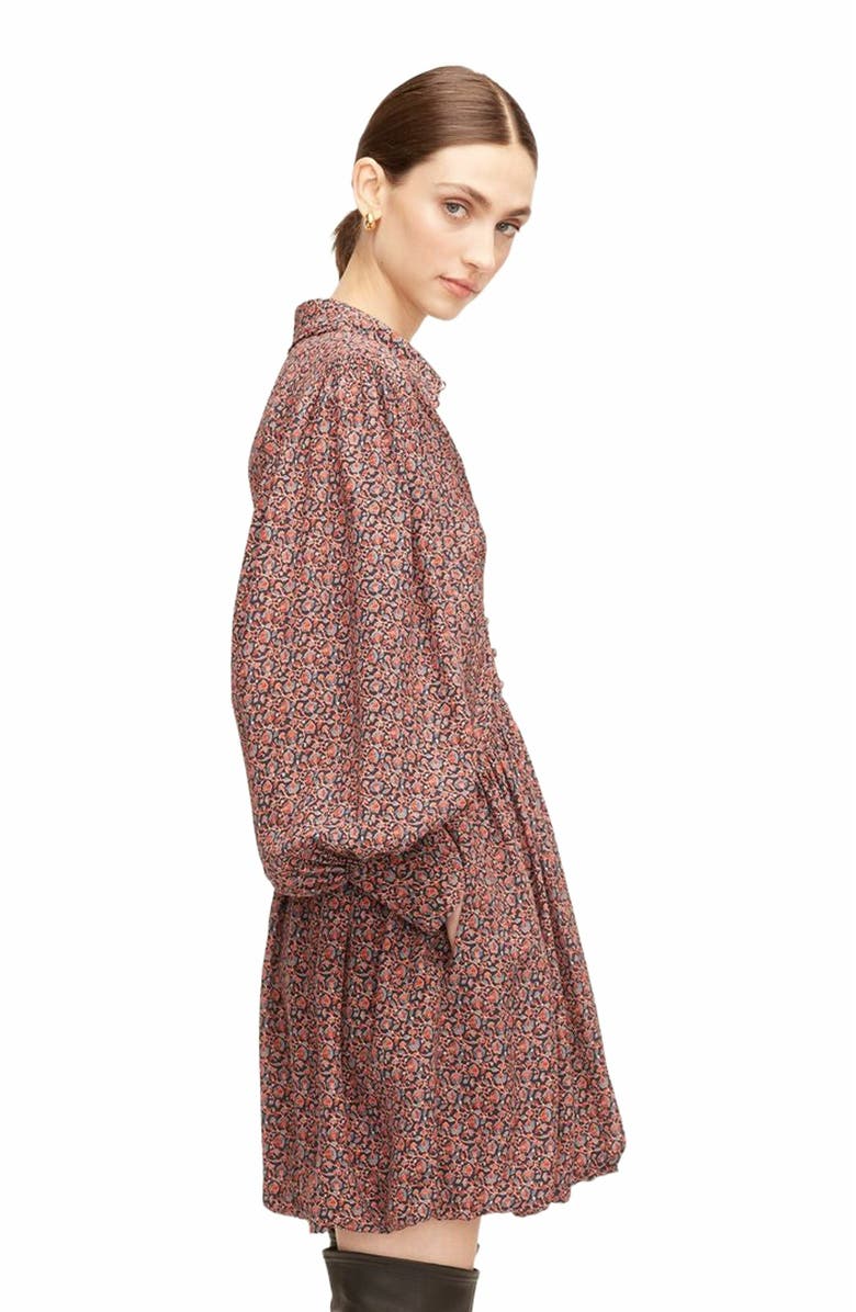 Rebecca Taylor Whisper Roseen Fleur Silk Shirt Dress, Alternate, color, Fleur Navy Combo