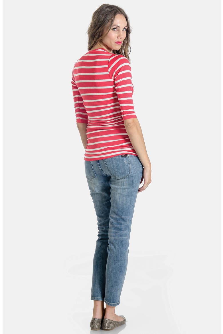 'Michelle' Maternity Top, Alternate, color, CORAL STRIPE