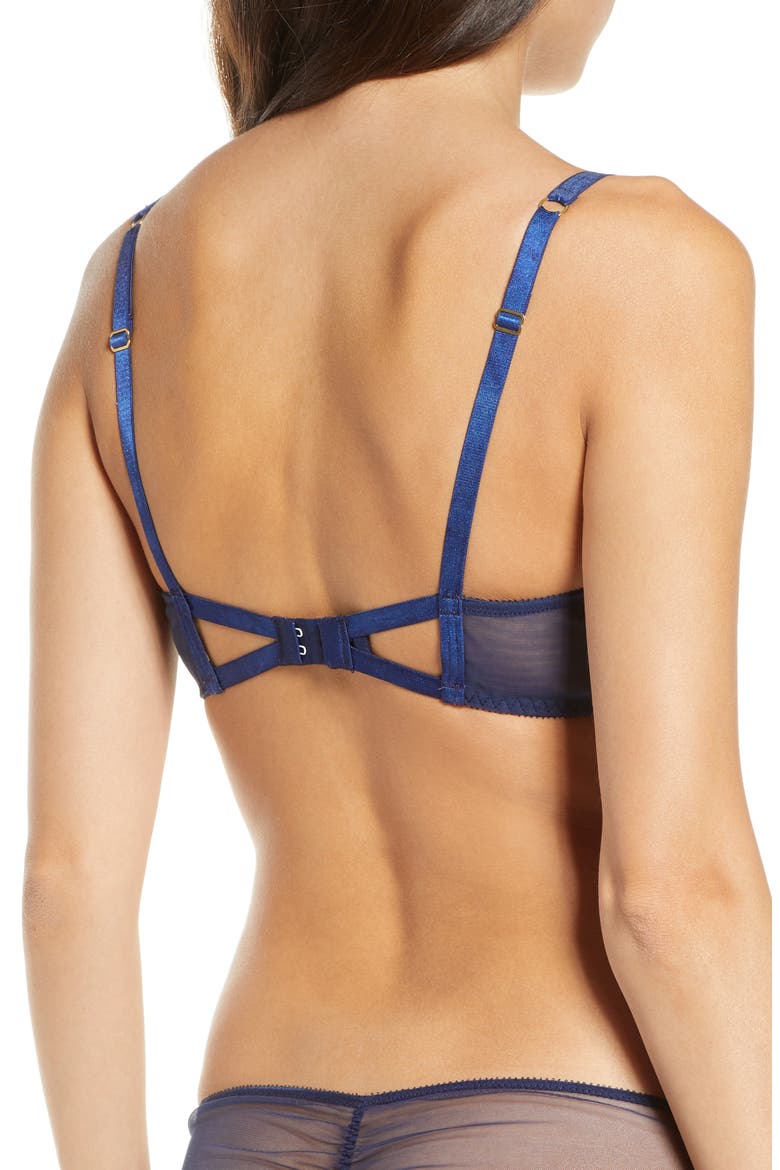 Metallic Lace Underwire Bra, Alternate, color, NAVY