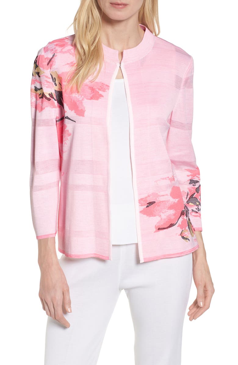Ming Wang Floral Knit Jacket, Main, color,