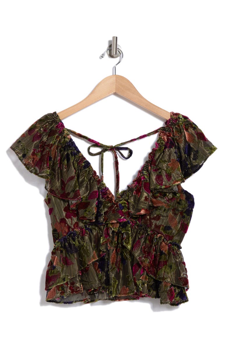 Parker The Cara Ruffle Peplum Top, Alternate, color, Black Multi