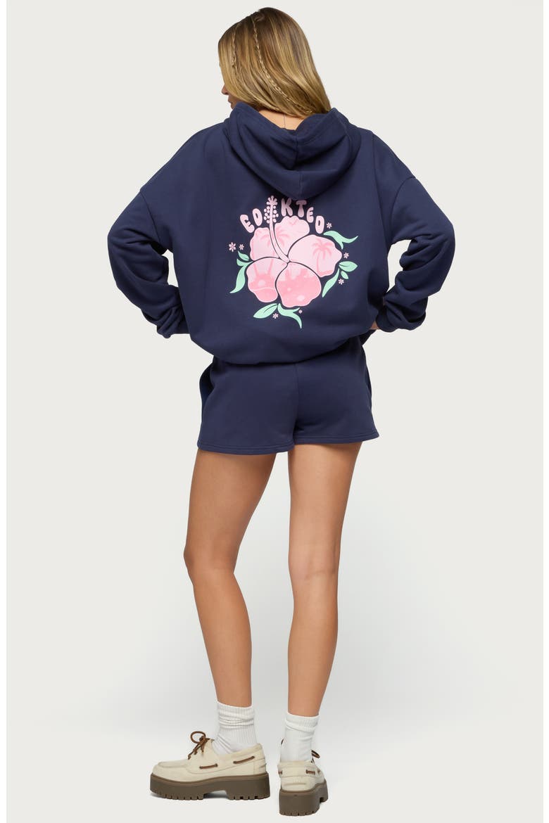 Beach Bloom Sweat Shorts, Alternate, color, NAVY