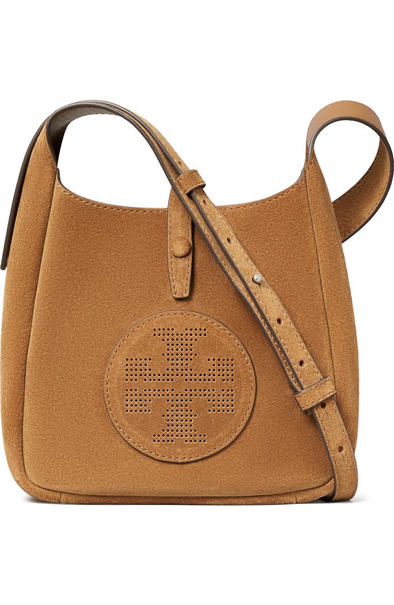 Tory Burch Miller Swing Suede Crossbody Bag, Main, color, Toffee