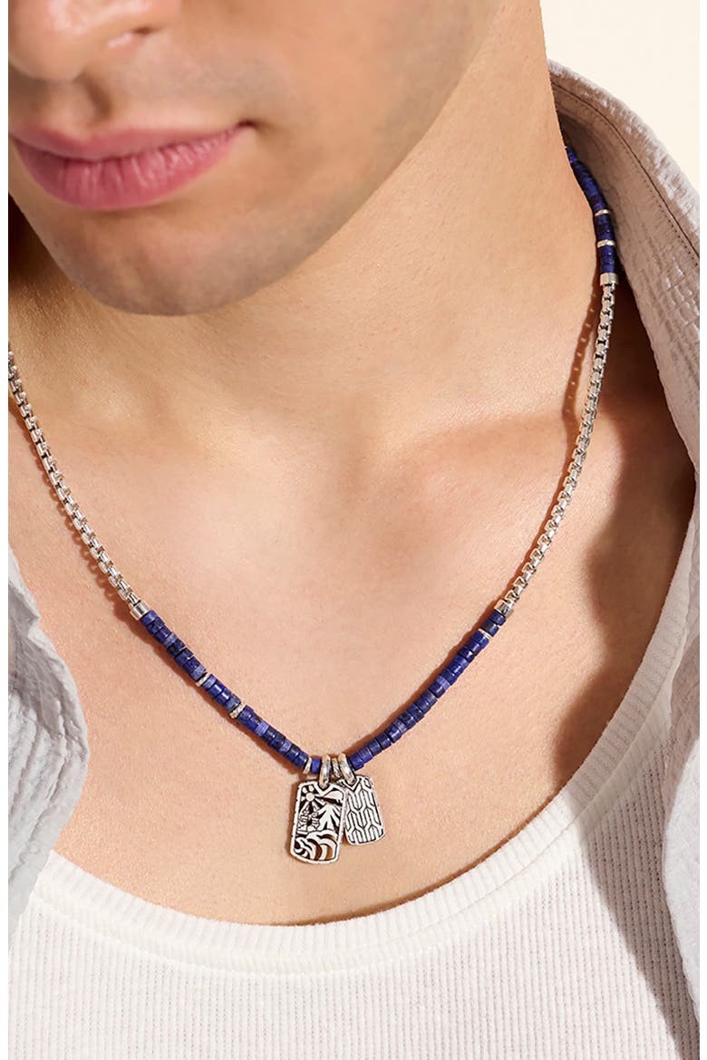 Heishi Tag Pendant Necklace, Alternate, color, SILVER