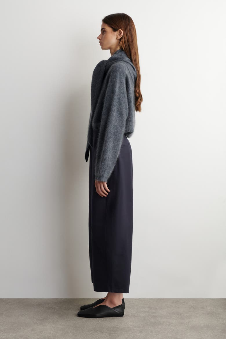 Cropped Barrel-Leg Cotton Pants, Alternate, color, NAVY