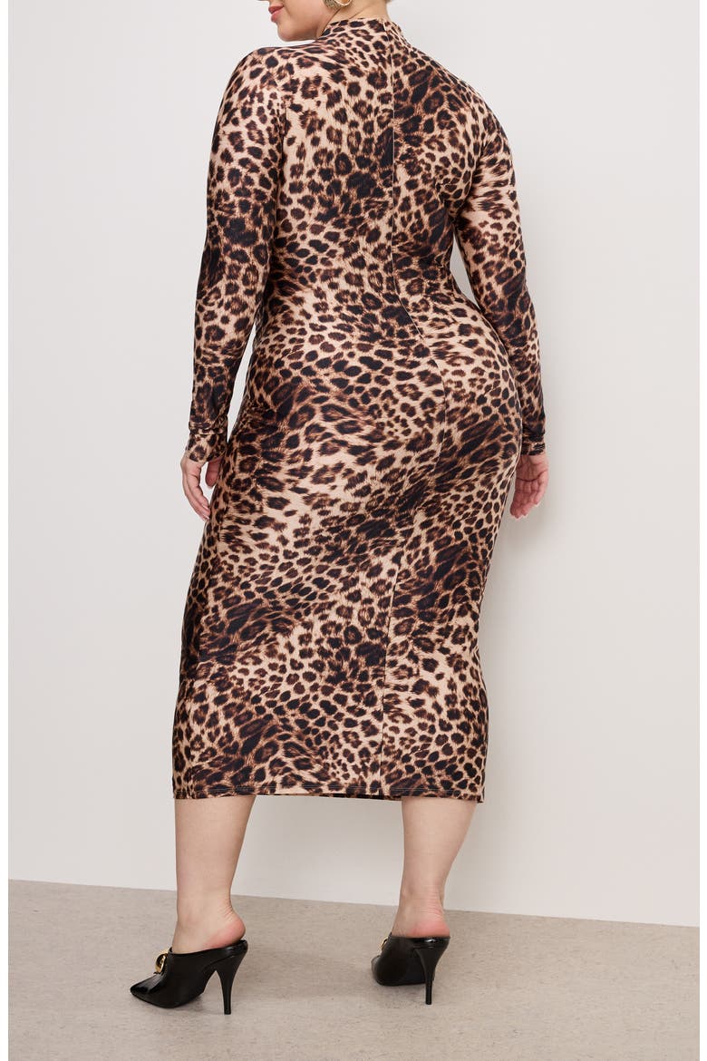 Funnel Neck Long Sleeve Body-Con Midi Dress, Alternate, color, FIERCE LEOPARD001