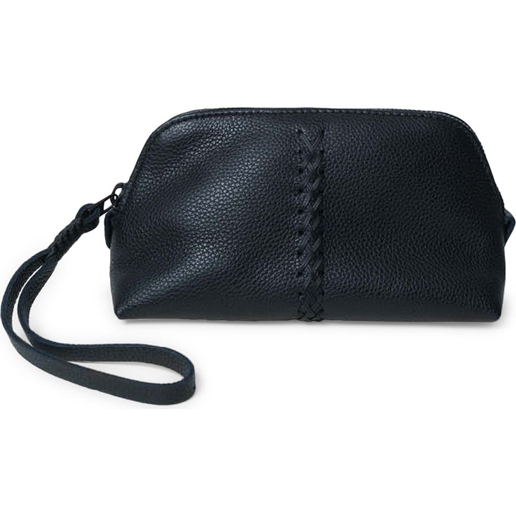 Callista Grained Leather Wristlet In Black