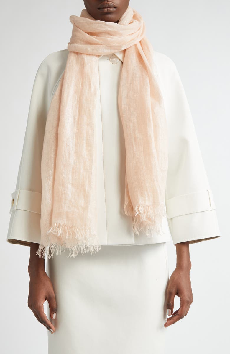 Akris Solid Laminated Gauze Fringe Scarf, Main, color,