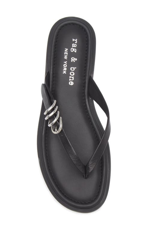 Rag & Bone Gia Leather Buckle Thong Sandals In Black